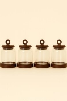 Mirilliahome 4’lü Cam Kavanoz Seti | Vakumlu Akasya Kapaklı Saklama Kavanozu