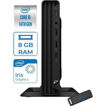 Hp Pro Mini 400 G9 Intel Core I5 14500T 4.8ghz Ddr4 8gb 2tb SSD Wi-Fi 6 Bt5.3 UHD Graphics 770 Windows 11 Pro Mini Bilgisayar 937R4EAP61 + Zettausb