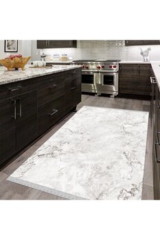 DECOSER HALI Kilim Yıkanabilir Mermer Desenli Kaymaz Taban Salon Koridor Mutfak Halısı Delüx1002