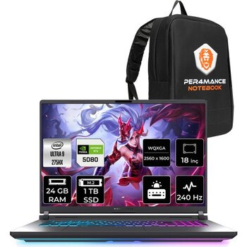 Asus Rog Strix G18 Core Ultra 9 275HX RTX 5080 16GB Gaming Laptop 24GB RAM 1TB SSD 18" QHD+ 240Hz FreeDOS + Per4 Çanta G815LWS9128P313