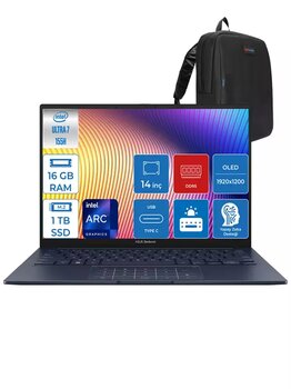 Asus Zenbook 14 OLED Ultra 7 155H 16GB LPDDR5X 1tb SSD Intel Arc Wuxga 0.2ms Windows 11 Home 14" OLED Taşınabilir Bilgisayar QD511WH02 + Zetta Çanta