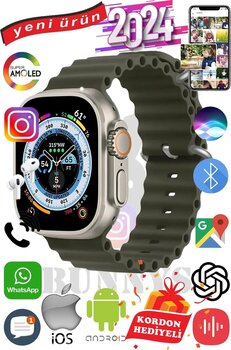 Reeder P13 Blue Max Lite 2022 Uyumlu Akıllı Saat ULTRA MAX 2024 Kordon Hediyeli Amoled Ekran