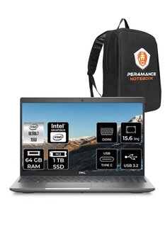 Dell Latitude 5550 Ultra 7 155u 64gb Ddr5 1tb Ssd 15.6'' Fhd Fdos Dizüstü Bilgisayar & Per4 Çanta