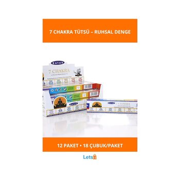 7 Chakra Aromaterapi Tütsü Seti 1 Kutuda 12 Paket 216 Adet