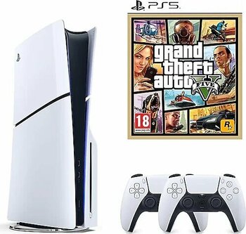 Sony Playstation 5 Slim 1 TB Beyaz Oyun Konsolu + 2. Kol + GTA 5