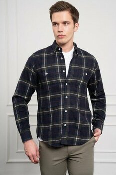 Morven  Erkek Haki Regular Fit Desenli Oduncu Gömlek - L