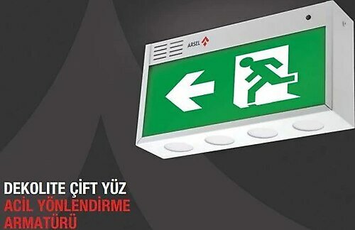 Arsel Dekolite Z Serisi Çift Yüzlü AE-4123-L Acil Çıkış Yönlendirme Armatürü Kesintide 180 Dak. Yanan 500 Lümen LED