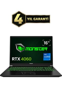 Monster Tulpar T6 V3.1.2 Intel Core I7 13700HX 32 GB Ram 1 Tb SSD 8 GB Rtx 4060 Freedos 16" Fhd 165 Hz Oyun Bilgisayarı