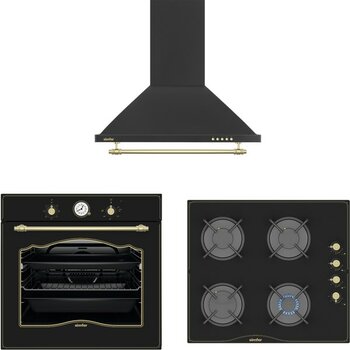 Simfer Rustik Siyah Cam Ankastre Set (7349 Fırın + 3325 Ocak + 9612 Davlumbaz)