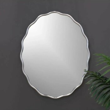 MKS Design 60x90 Dalgalı Oval Duvar Dekor Aynası / Asimetrik Ayna / Konsol Aynası / Düzensiz Ayna