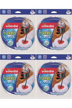 Vileda Turbo Yedek Mop Paspas Ucu (%100 Mikrofiber) (4 Lü Set)