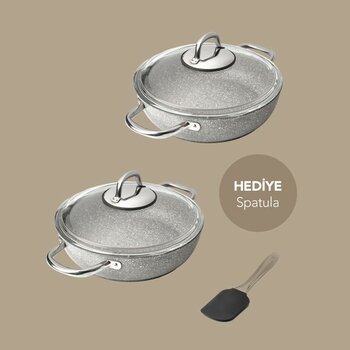 Gigilli Urla 4 Parça Granit Sahan Seti (Silikon Spatula Hediyeli)