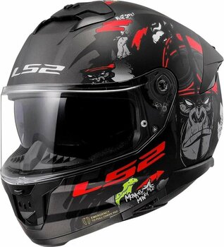 LS2 Stream 2 Angry Monkey Mat Siyah Kirmizi Kask