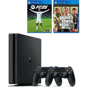 Sony Playstation 4 Slim 1 Tb + 2. Dualshock Kol + Ps4 Fc 25 + Gta 5 (Ithalatçı )