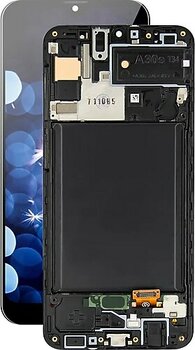 Samsung Uyumlu Galaxy A30s A307 LCD Ekran Dokunmatik Siyah OLED Çıtalı