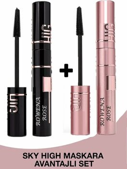 ROWENAROSE Sky High Maskara Pembe & Siyah Hacim Verici Su Geçirmez Maskara Seti