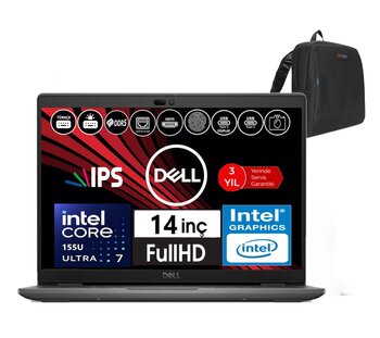 Dell Latitude 3450 Intel Core Ultra 7 155u 64gb Ddr5 256gb Ssd 14" Fhd Ips Windows11pro Taşınabilir Bilgisayar Wxcto345015_Vp41+Zettaçanta