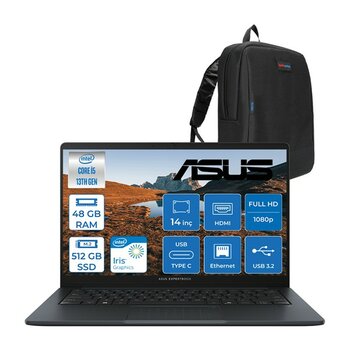 Asus Expertbook B1 B1403CVA Intel Core I5-1334U 48GB Ddr5 512GB SSD Intel Iris x Graphics 14" Fhd LED 300NITS Freedos Taşınabilir Bilgisayar B1403C...
