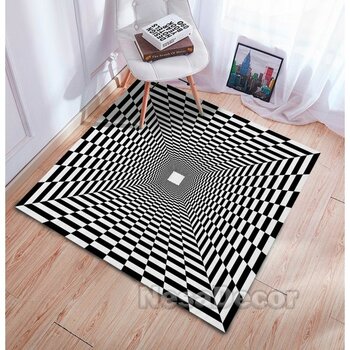 Nesa_Decor 3D Halı Dijital Baskı Illüzyon Halısı Genç Odası Oturma Odası Kaymaz Taban Halı - Beyaz - 100 x 100 cm