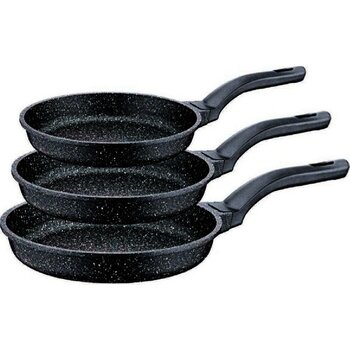 Oms Granit Tava Seti Siyah 3'lü (Siyah)