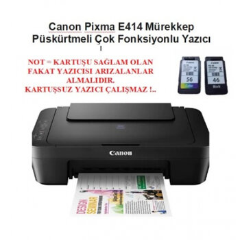 Yazıcı Kablosu Hediyeli !..Canon Pixma E414 Çok Fonksiyonlu Yazıcı-(Sıfır-Kartuşsuz) Mürekkep Püskürtmeli Yazıcı
