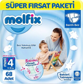 Molfix 4+ Numara Maxi Plus 68'li Bebek Bezi