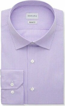 Emnana Mor Kareli Slim Fit Eflatun Kent Yaka 39 Gömlek