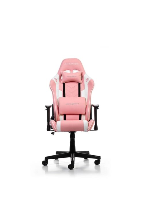 DXracer Prince Serisi L Pembe Beyaz Suni Deri Oyuncu Koltuğu