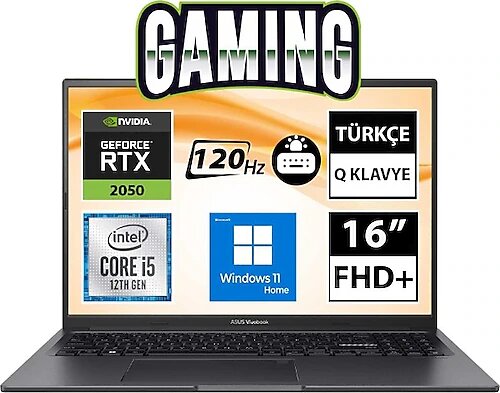 Asus VivoBook 16X K3605ZF-N1017W02 16 inç Intel Core i5 12450H 16 GB 512 GB SSD NVIDIA Geforce RTX 2050 Windows 11 Home
