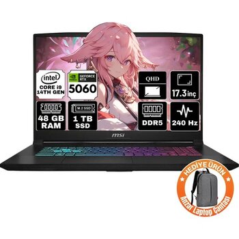 Msı Katana 17 Hx ıntel Core I9 14900HX 48GB 1tb SSD RTX5060 8gb Windows 11 Pro 17.3" Qhd 240Hz Taşınabilir Bilgisayar B14WFK-217TR-A70 - 1 TB - 48 GB
