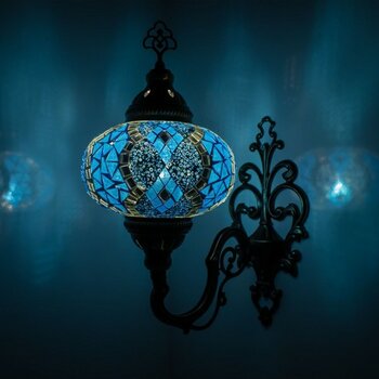 Mozaik Aplik Otantik Gece Lambası El Yapımı Mozaik Bahçe Aplik - Antik Lak - Seçenek 1