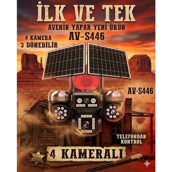 Avenir Avenır S446 4 Kameralı | 3 Motorlu Ptz + 1 Sabit Kamera | Solar | Telefon Kontrol - Antrasit