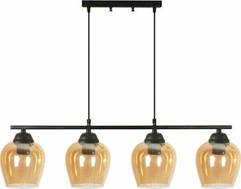 Fer Avize  Sezar 110 Modern Tasarım Salon - Mutfak - Yemek Masası - Siyah Renk Bal Camlı 4 Lü Avize