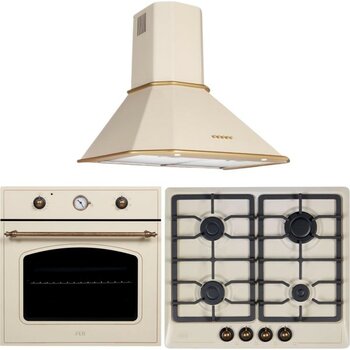 Çetintaş Evii Rustik Krem Ankastre Set (Rs 4616 Rk Rustik 60CM Davlumbaz-Rk 1237 Krem Fırın-El 848 Eat Rk Ocak )