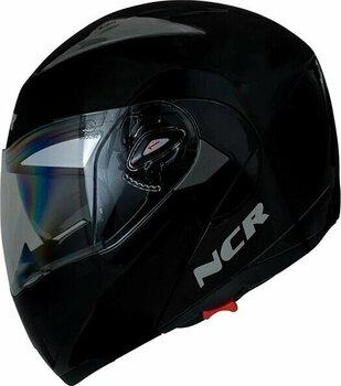 Ncr Çene Açılır Parlak Siyah Motosiklet Kaskı Vizörlü Ece Belgeli Parlak Siyah L