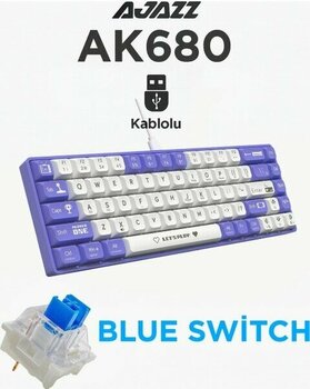 Ajazz AK680 Mor Blue Switch Kablolu Mekanik Oyuncu Klavyesi