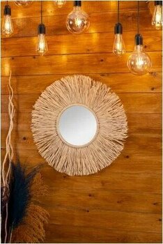 BH Bohem Handmade 60CM Büyük Boy Rafya Ayna