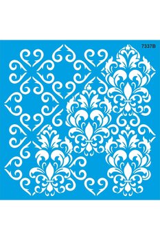 StencilSepeti Çiçekli Duvar Deseni - Stencil Boyama Şablonu 40x40