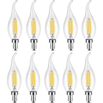 Edison Rustik LED Ampul 4W E14 İnce Duy Gün Işığı 10 Kıvrık Mum Ampul Beyaz Renkli