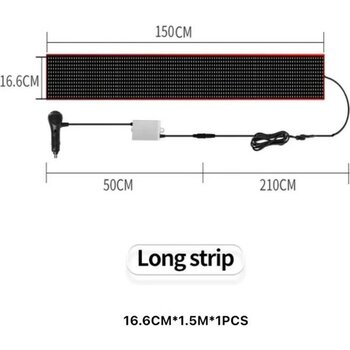 Wearfit Pro LED Matrix Panel Kamyon ve Tır Için Uzaktan Kumandalı Dijital Ekranlı Göz Animasyonu 1,5 Metre (App Yok) - Siyah