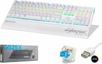 Hadron G525XW Cyberpunk Mekanik Gaming Klavye Blue Switch Rgb Bilek Destekli - Beyaz - 1 Adet