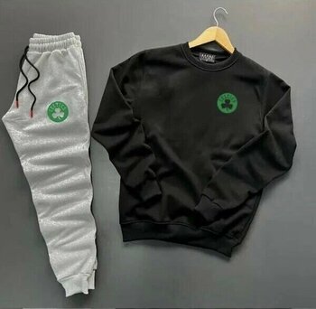 Amor Man Bisiklet Yaka Yeşil Celtıcs Baskılı Siyah - Gri XS Erkek Eşofman Takımı