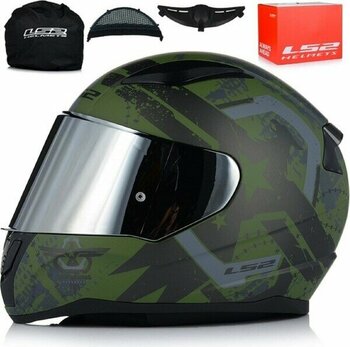 Ls2 Rapıd Iı Thunder Bırds Mat Yeşil Motosiklet Kaskı Gri Camlı - 2XL