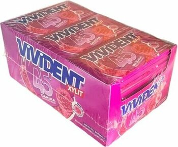Vivident Cüzdan Sakız 45 Dakika Ahududu Aromalı Sakız 26Gr 18 Adet
