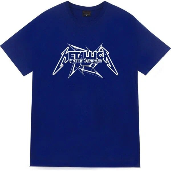 Stonedfame Metallica Baskılı Saks Bisiklet Yaka 5XL Kısa Kol T-Shirt