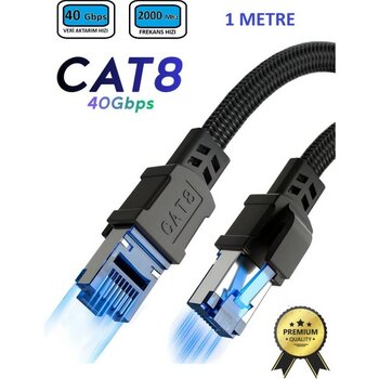 Hi-Link Cat8 Lan Kablosu Cat8 Lan Kablosu  Örgü Kaplama Yüksek Hızlı 40GBPS 2000MHZ Ethernet Kablosu - 1 m