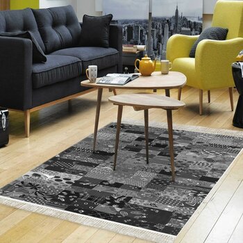 Alanur Home Eko Trend Djt Halı Yıkanabilir Kaymaz Taban Mu148 Patchwork Gri - 160 x 230 cm