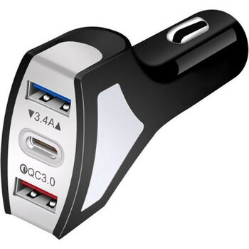 Araç Şarj Cihazı Qc3 0 Araç Şarj Cihazı Çift USB Hızlı Şarj Cihazı 30W Type-C Araç Şarj Cihazı (Yurt Dışından) - Siyah