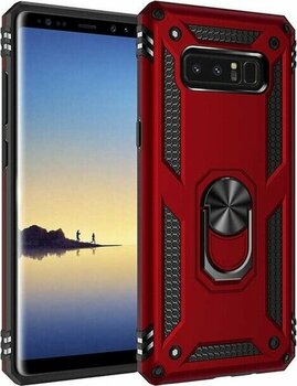 Samsung Galaxy Note 8 Kılıf Sofya Yüzüklü Standlı Zırhlı Silikon Kılıf Kırmızı