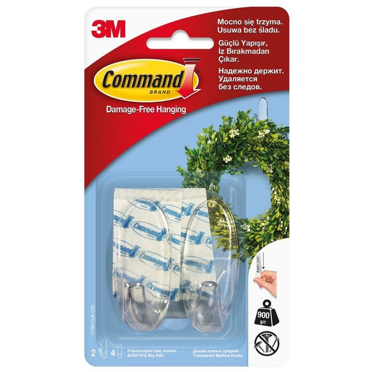 Command Orta Boy Şeffaf Askı 2 Adet